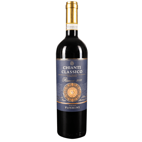 Foto van Fassini Chianti classico Riserva docg op witte achtergrond