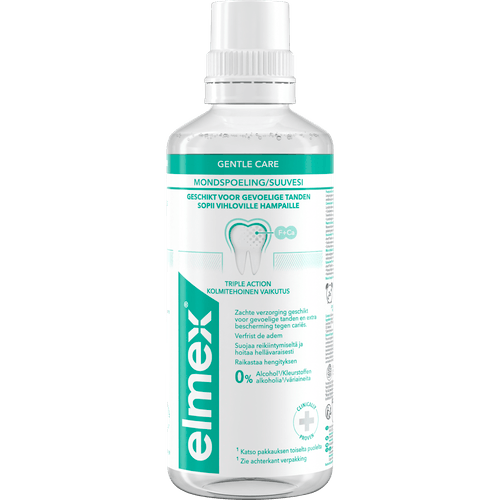 Foto van Elmex Mondwater sensitive op witte achtergrond