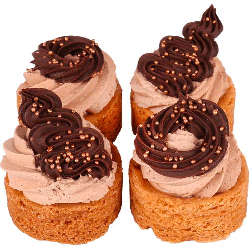 Foto van DekaVers Mini choco gebakjes 4 stuks op witte achtergrond