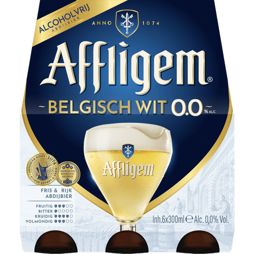 Foto van Affligem Belgisch wit 0.0 % op witte achtergrond