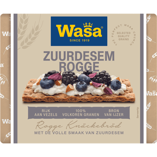 Foto van Wasa Knackebrod zuurdesem rogge op witte achtergrond
