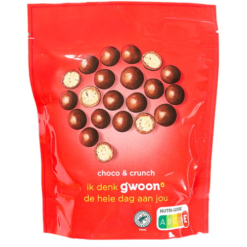 Foto van G'woon Choco en crunch op witte achtergrond