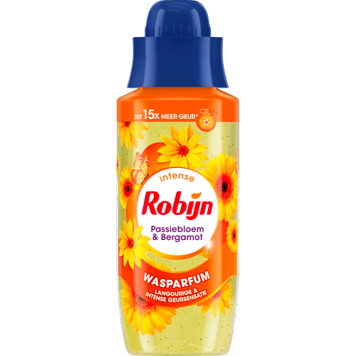 Foto van Robijn Wasparfum passiebloem&bergamot op witte achtergrond