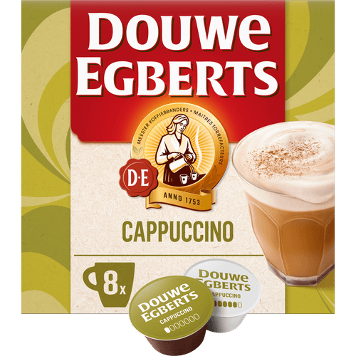 Foto van Douwe Egberts Dolce Gusto Cappuccino op witte achtergrond