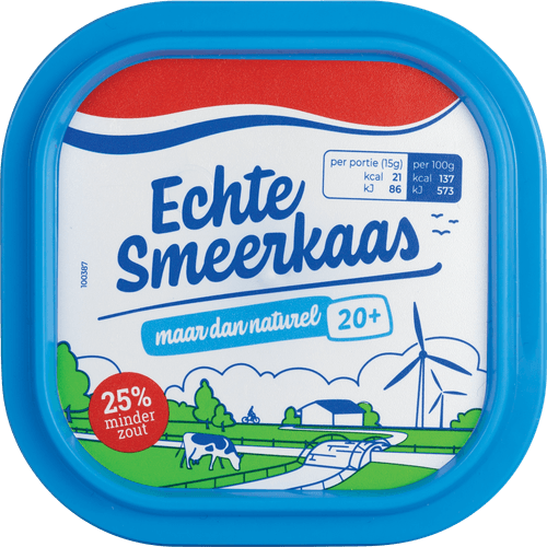 Foto van Echte Smeerkaas naturel 20+ op witte achtergrond