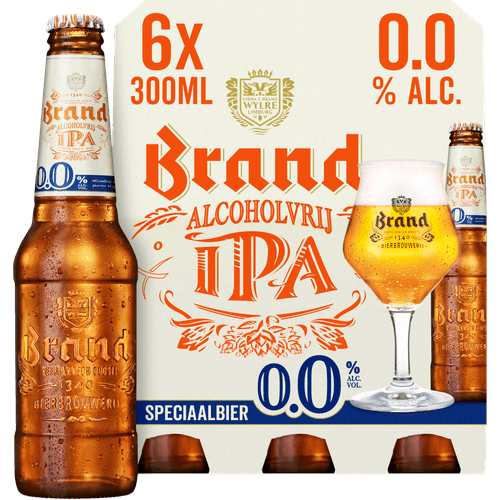 Foto van Brand IPA 0.0% op witte achtergrond