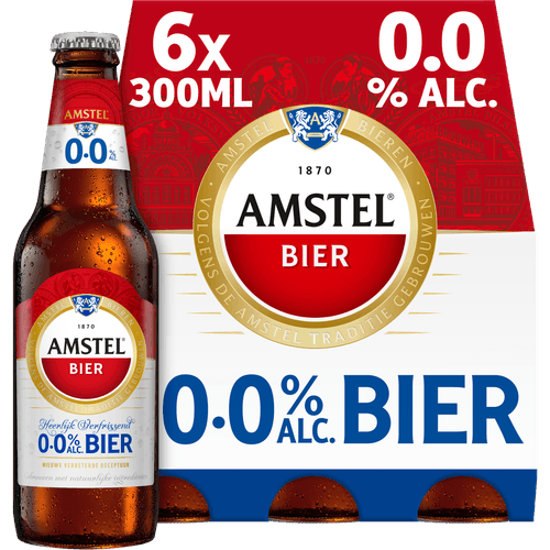 Foto van Amstel Pilsener alcoholvrij 6x30cl op witte achtergrond