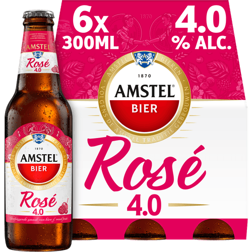 Foto van Amstel Rose bier 6x33cl op witte achtergrond