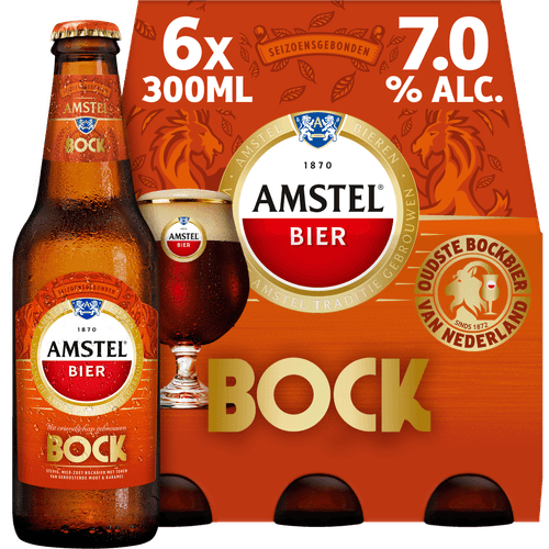 Foto van Amstel Bock 6x30cl op witte achtergrond