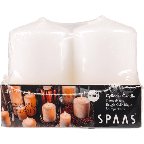 Foto van Spaas Stompkaars 4-pack wit op witte achtergrond