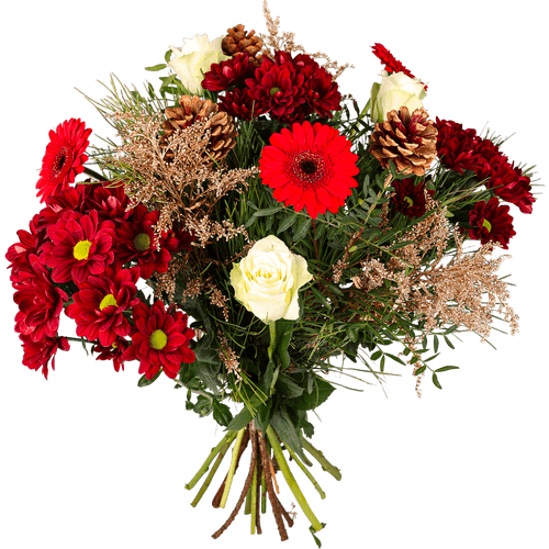 Foto van Boeket vier `t seizoen op witte achtergrond