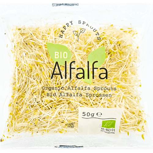 Foto van Bio alfalfa op witte achtergrond