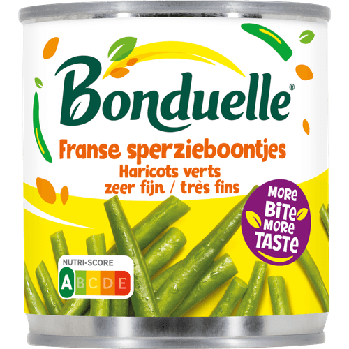 Foto van Bonduelle Franse sperziebonen zeer fijn op witte achtergrond