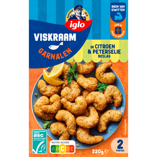 Foto van Iglo Garnalen citroen peterselie op witte achtergrond