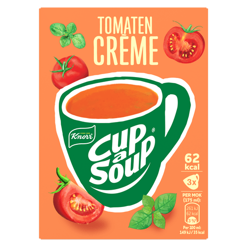 Foto van Knorr Cup-a-soup tomaat creme 3 st. op witte achtergrond