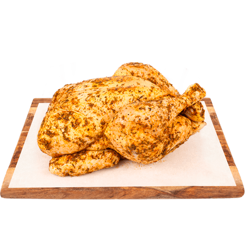 Foto van DekaVers Hele kip provencaals met braadzak op witte achtergrond