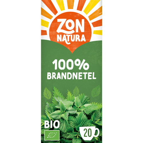 Foto van Zonnatura Biologische kruidenthee brandnetel op witte achtergrond