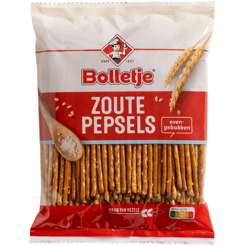 Foto van Bolletje Pepsels gezouten op witte achtergrond