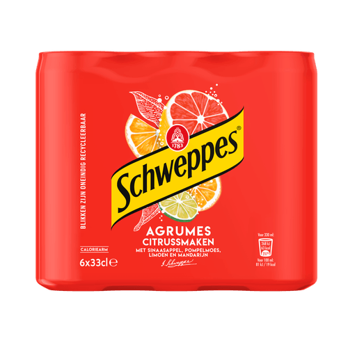 Foto van Schweppes Agrum citrus op witte achtergrond