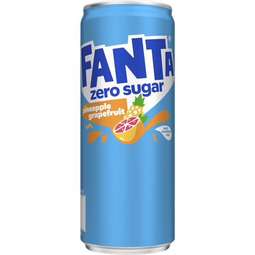 Foto van Fanta Pineapple grapefruit zero op witte achtergrond