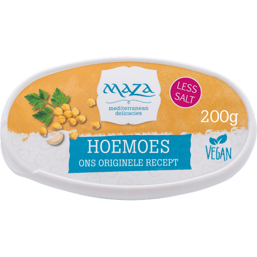 Foto van Maza Hoemoes less salt op witte achtergrond
