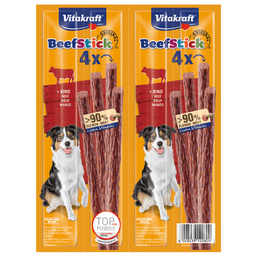 Foto van Vitakraft Hondensnacks beefsticks original rund op witte achtergrond