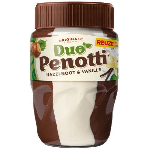 Foto van Penotti Duopasta hazelnoot-vanille op witte achtergrond