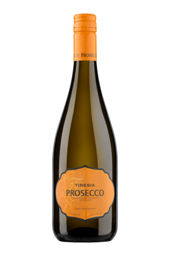 Foto van Tiresia Prosecco frizzante op witte achtergrond