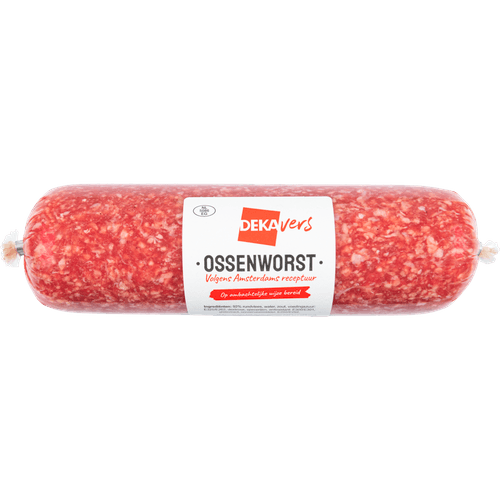 Foto van DekaMarkt Ossenworst op witte achtergrond