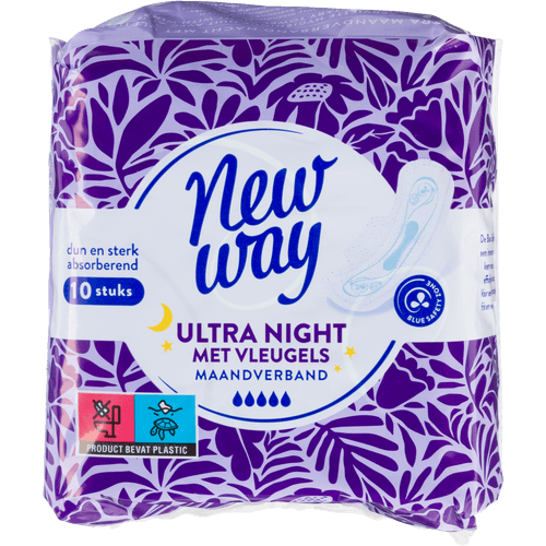 Foto van New Way Maandverband ultra nacht met vleugels op witte achtergrond