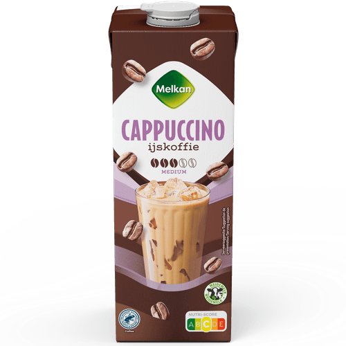 Foto van Melkan Ijskoffie cappuccino op witte achtergrond