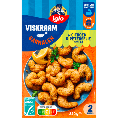 Foto van Iglo Garnalen citroen peterselie op witte achtergrond