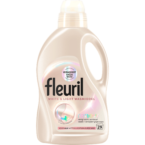 Foto van Fleuril Vloeibaar wasmiddel gel white&light 29 wasbeurten op witte achtergrond