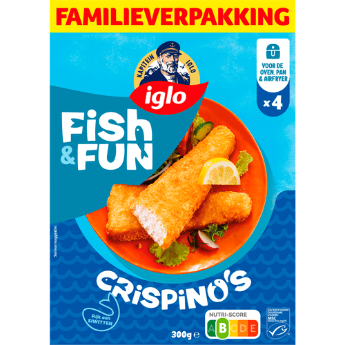 Foto van Iglo Fish & Fun Crispino 4 stuks op witte achtergrond