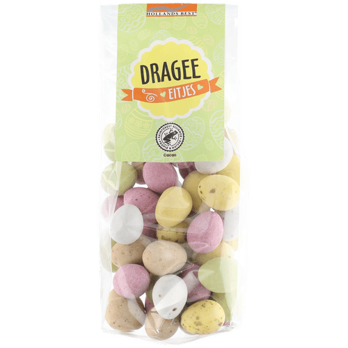 Foto van Crest Melkchocolade dragee eitjes op witte achtergrond
