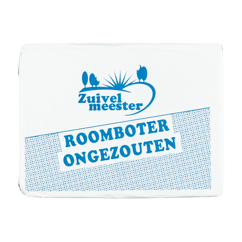 Foto van Zuivelmeester Roomboter ongezouten op witte achtergrond