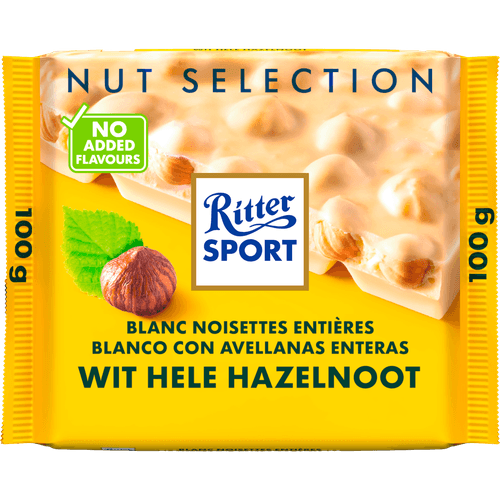 Foto van Ritter Sport Wit hazelnoot op witte achtergrond
