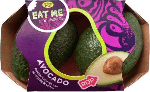 Foto van Eat Me Avocado ready to eat op witte achtergrond