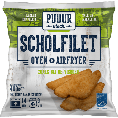 Foto van PUUUR VISCH Scholfilet op witte achtergrond