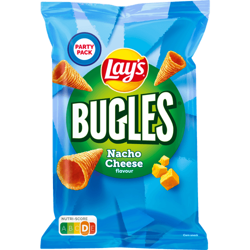 Foto van Lay's Bugles nacho cheese op witte achtergrond