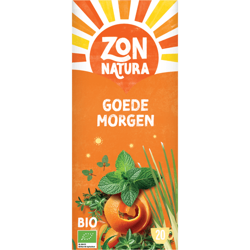 Foto van Zonnatura Kruidenthee goedemorgen 20 zakjes op witte achtergrond