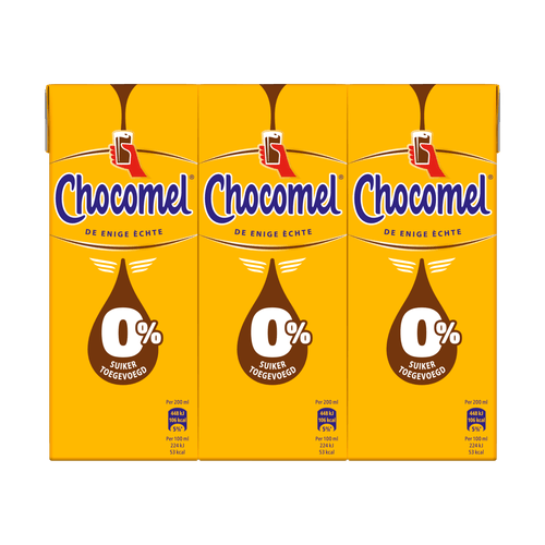 Foto van Chocomel Chocolademelk 0% 6 pack op witte achtergrond