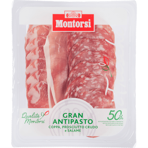 Foto van MONTORSI Antipastischotel italiaans op witte achtergrond