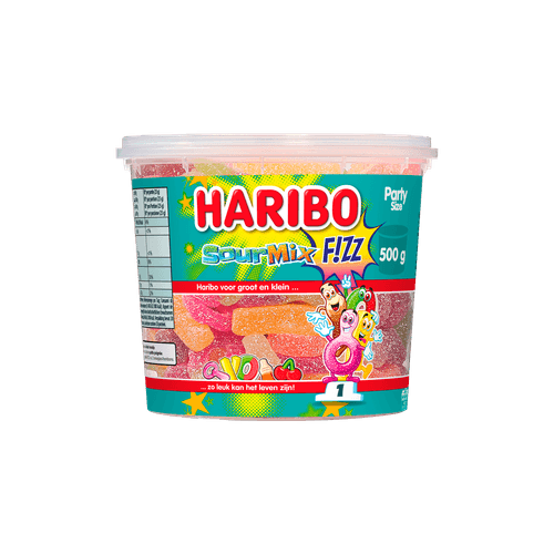Foto van Haribo Sour mix f!zz op witte achtergrond