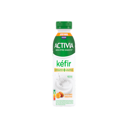 Foto van Activia Kefir drink mango op witte achtergrond