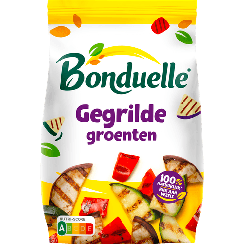 Foto van Bonduelle Gegrilde groenten op witte achtergrond