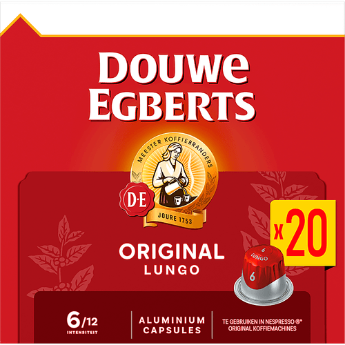 Foto van Douwe Egberts Lungo Original koffiecups voordeelpak op witte achtergrond