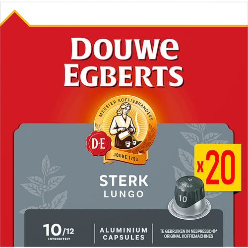 Foto van Douwe Egberts Koffiecups lungo extra intens 10 op witte achtergrond