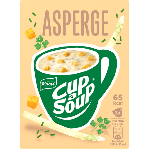 Foto van Knorr Cup-a-soup asperge 3 st. op witte achtergrond