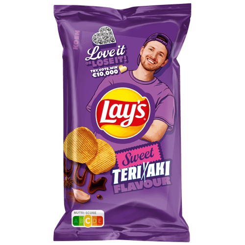 Foto van Lay's Ribbelchips max sweet teriyaki op witte achtergrond